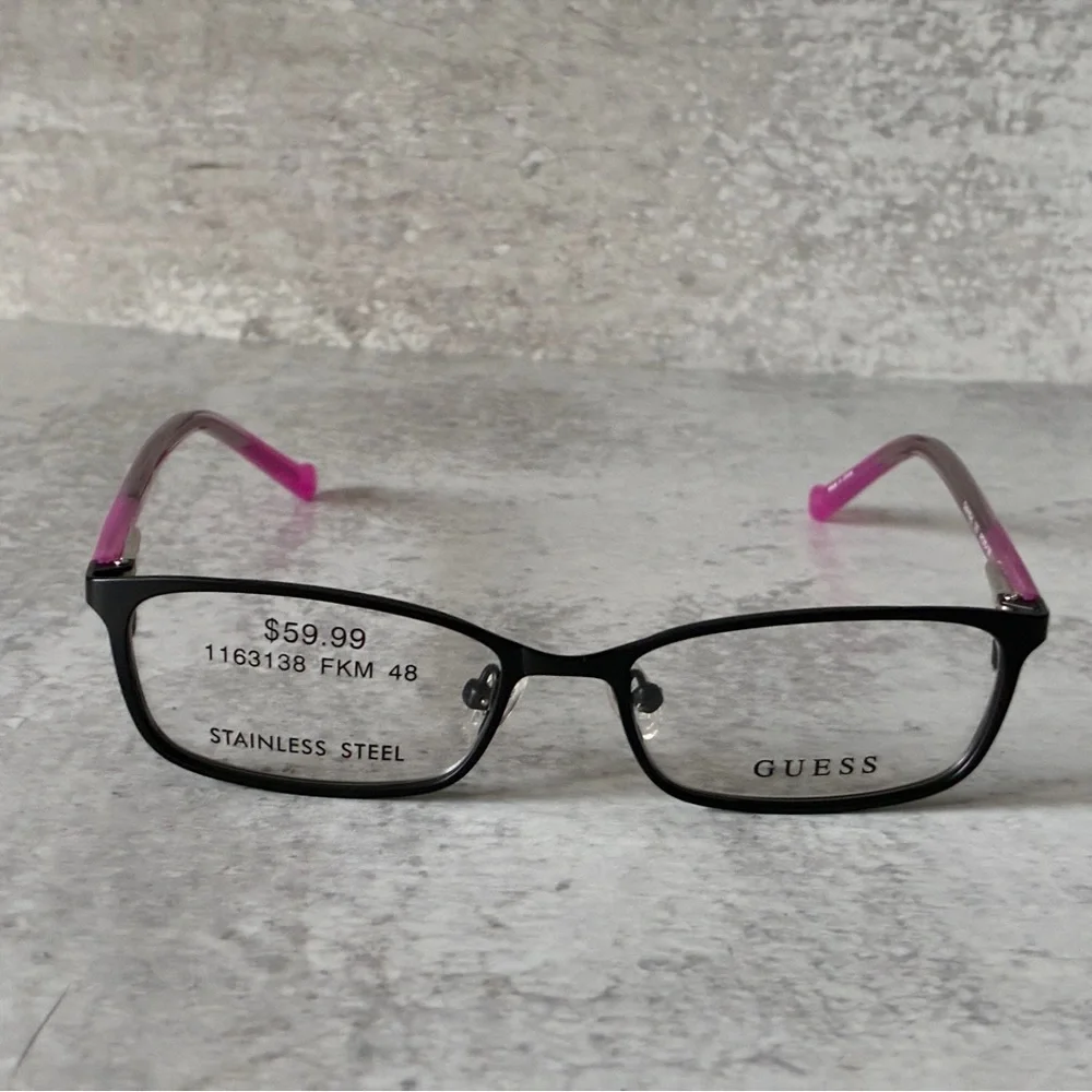 GUESS GU9155-3 005 Black Pink Eyeglasses 48□15 Stainless Steel RX Frames